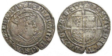 English, Henry VIII, AD 1509 to 1547. Silver groat.