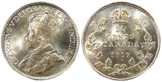 1919 canada 10 cent
