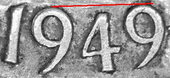 Canada half dollar 1949 low 4 wide date