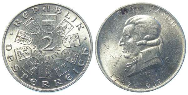 austria 2 shilling 1932 haydn