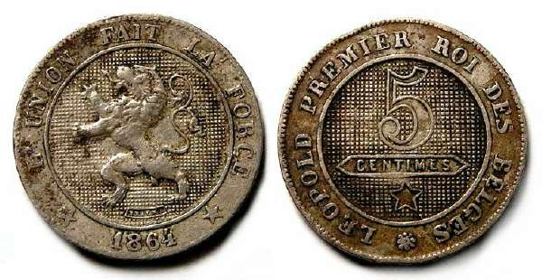 belgium 1864 5 centime