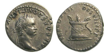 Domitian as Augustus, AD 81. Silver denarius