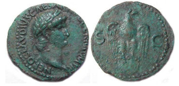 Nero, AD 54 to 68. Copper As from Perinthus mint. RARE TYPE.