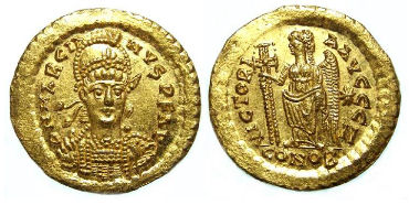 Marcian, AD 450 to 457. Gold solidus. AS STRUCK.