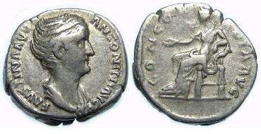 Faustina Senior. AD 139 to 141. Life time issue silver denarius.