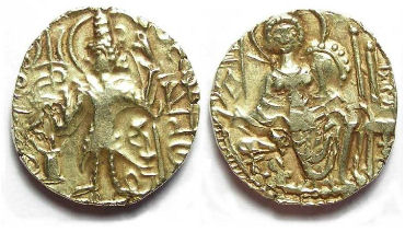 India. Kushan. Kipanada. Gold stater. ca. 330 to 360 AD.