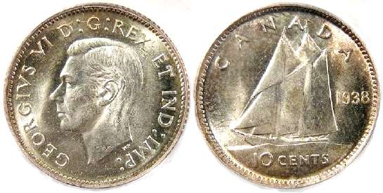 1938 canada 10 cent