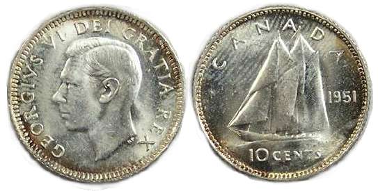 1951 canada 10 cent