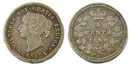 1858 canada 5 cent