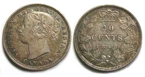 1858 canada 20 cent