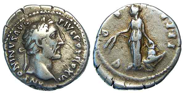 Antoninus Pius denarius in fine