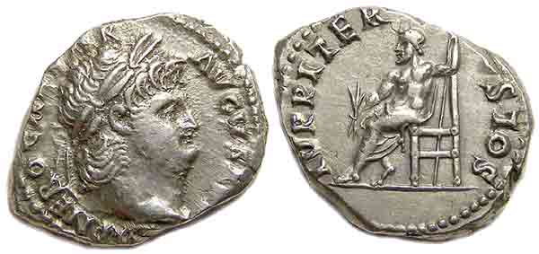 nero denarius on oval flan